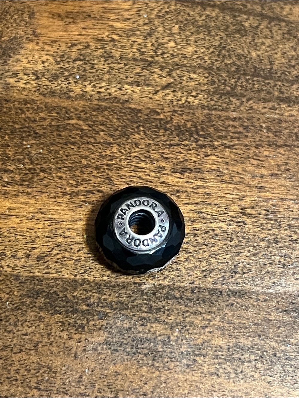 Pandora Black Faceted Glass Charm with Silver Core